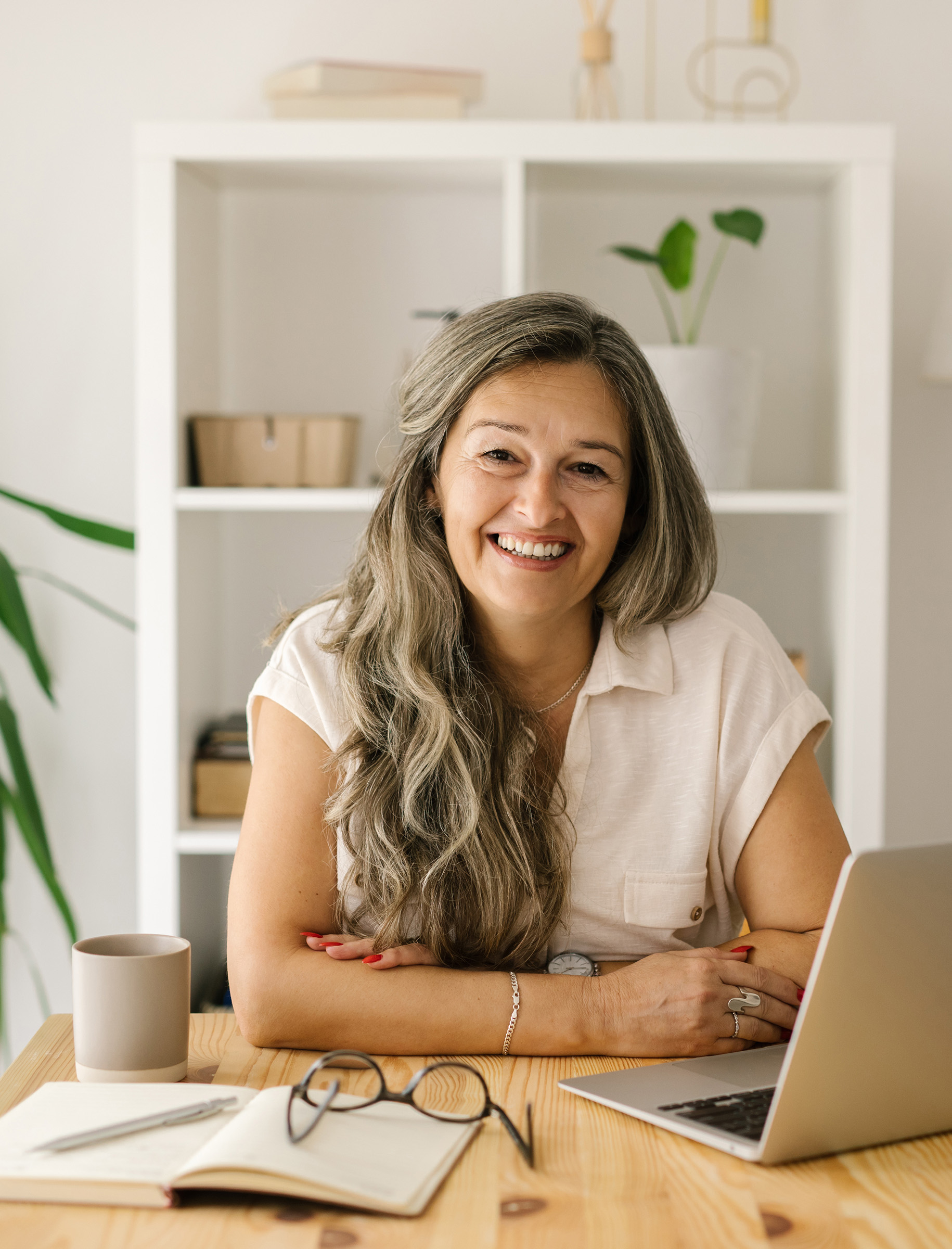 Female writer working with laptop