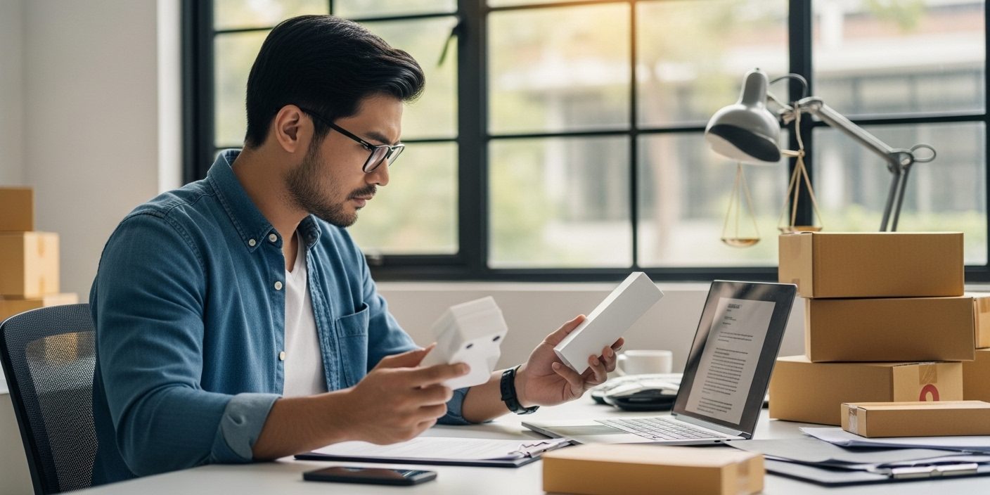 Founder reviewing product